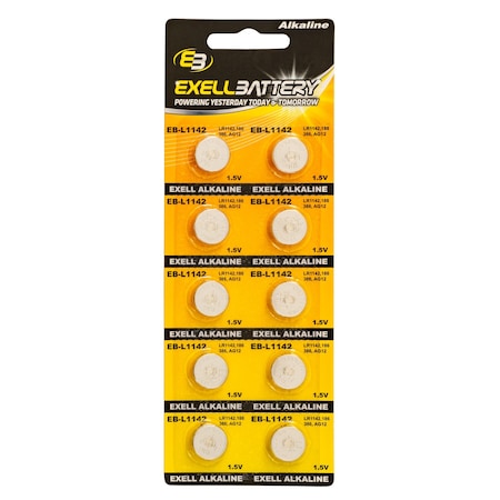 Exell Battery 10pk Exell Alkaline 1.5V Watch Battery Replaces AG12 386 LR43 EB-L1142